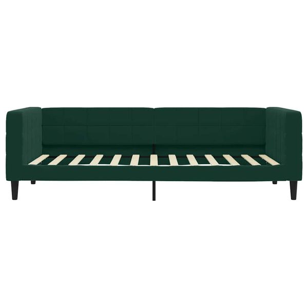 vidaXL Sof&aacute; cama con colch&oacute;n terciopelo verde oscuro 100x200 cm