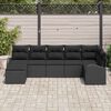 vidaXL Conjunto de sof&aacute; de jard&iacute;n 7 pcs Negro Polirat&aacute;n