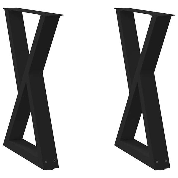 vidaXL Patas para mesa de comedor (2 unidades), color negro, 60 x 72-73,3 cm, acero