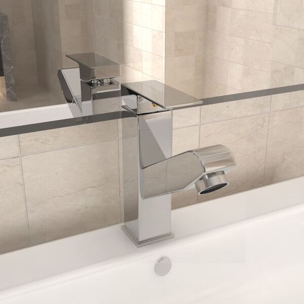 vidaXL Grifo para lavabo con funci&oacute;n extra&iacute;ble cromado 157x172 mm