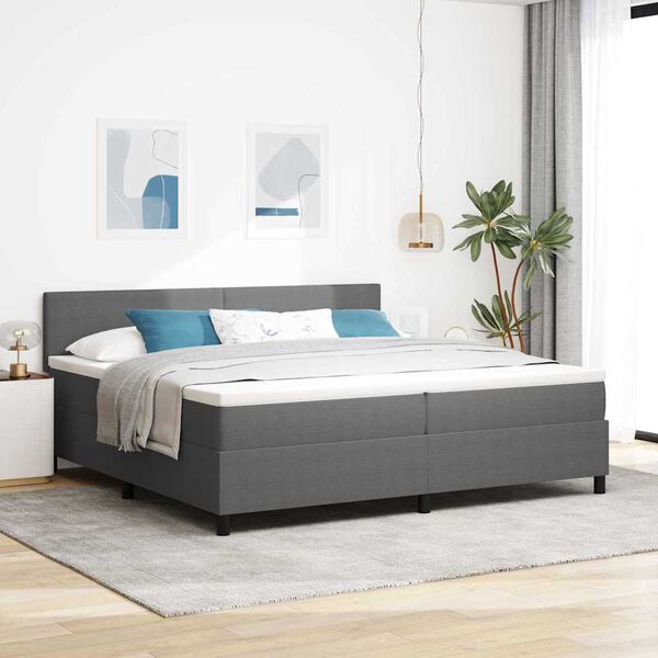 vidaXL Cama tipo Box Spring Gris claro y blanco. 203 x 200 x 88 cm