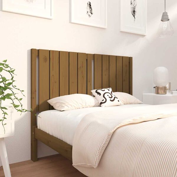 vidaXL Cabecero de cama madera maciza pino marr&oacute;n miel 125,5x4x100 cm