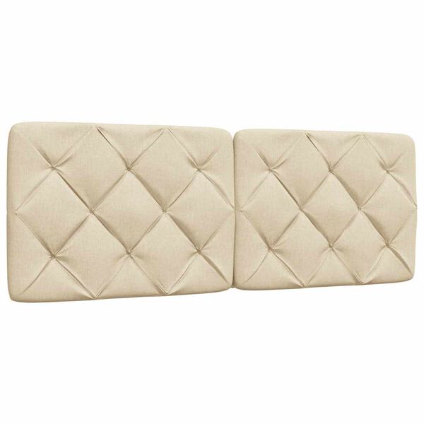 vidaXL Cabecero de cama acolchado tela crema 140 cm