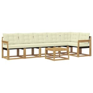 vidaXL Conjunto de sof&aacute;s de exterior con coj&iacute;n 7 pcs Blanco y Crema