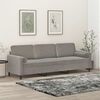 vidaXL Sof&aacute; 3 plazas almohadas y cojines terciopelo gris claro 210 cm