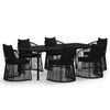vidaXL Juego de comedor de jard&iacute;n 7 piezas con cojines negro