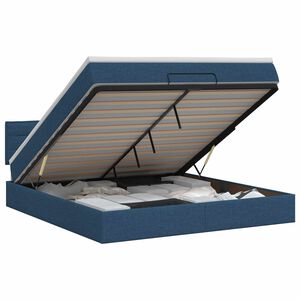 vidaXL Cama otomana con colch&oacute;n con cabecera Azul 140 x 200 cm Tela