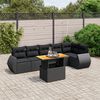 vidaXL Set de comedor de jard&iacute;n 7 pzas y cojines rat&aacute;n sint&eacute;tico negro