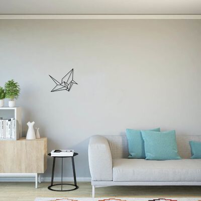 Homemania Decoración de pared Origami Crane metal negro 41x33 cm