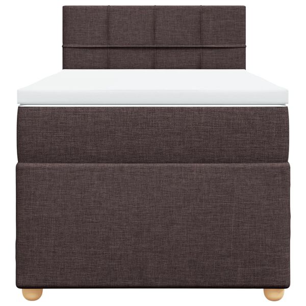vidaXL Cama box spring con colch&oacute;n tela marr&oacute;n oscuro 90x190 cm