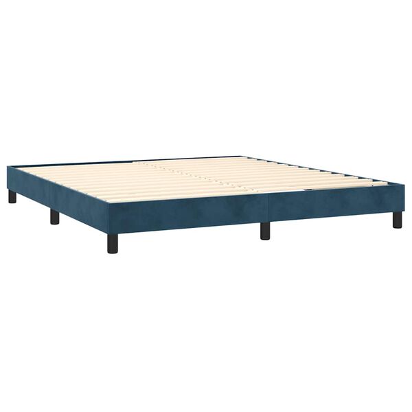 vidaXL Cama box spring con colch&oacute;n terciopelo azul oscuro 160x200 cm