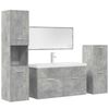 vidaXL Set muebles de ba&ntilde;o 5 piezas madera ingenier&iacute;a gris hormig&oacute;n