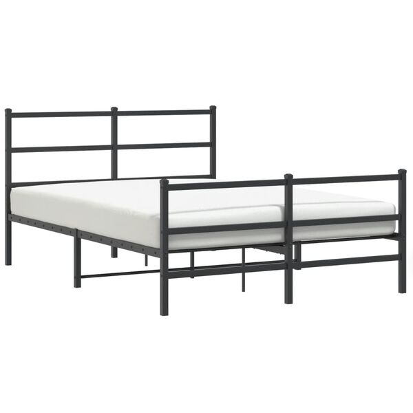 vidaXL Estructura cama sin colch&oacute;n con estribo metal negro 140x200 cm