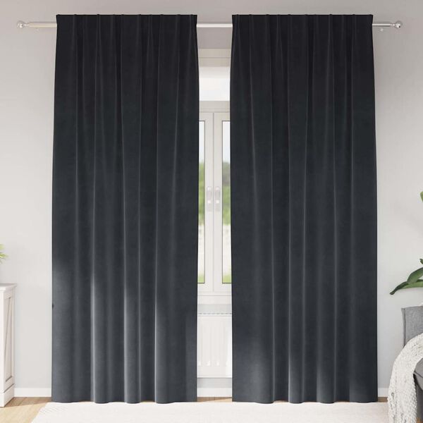 vidaXL Cortinas opacas 2 pcs Gris oscuro 140 x 245 cm Terciopelo