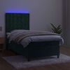vidaXL Cama box spring colch&oacute;n y LED terciopelo verde oscuro 100x200cm