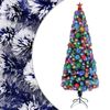 vidaXL &Aacute;rbol de Navidad con luces fibra &oacute;ptica blanco y azul 240 cm