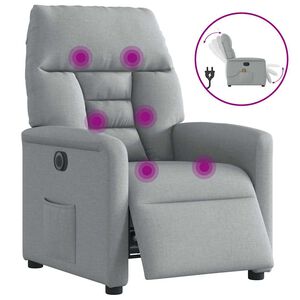 vidaXL Sill&oacute;n reclinable de masaje el&eacute;ctrico tela gris claro
