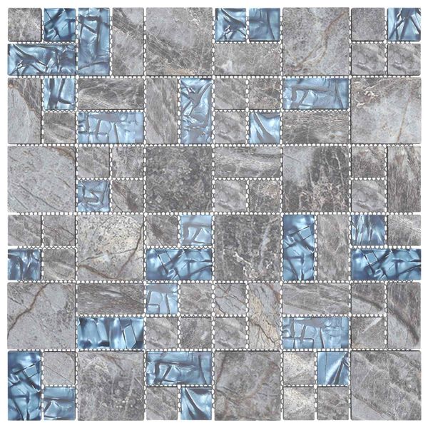 vidaXL Azulejo Mosaico 11 pcs Gris y azul 50 x 50 cm Cristal