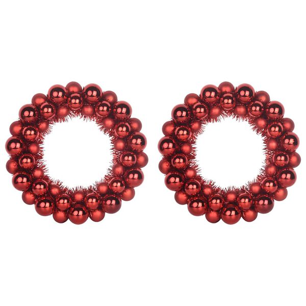vidaXL Coronas de Bolas de Navidad 2 pcs Rojo 33 x 33 x 7 cm