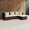 vidaXL Set muebles de jard&iacute;n 4 piezas y cojines rat&aacute;n sint&eacute;tico marr&oacute;n