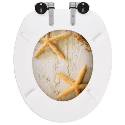 vidaXL Asiento inodoro WC con tapa de cierre suave MDF estrella de mar