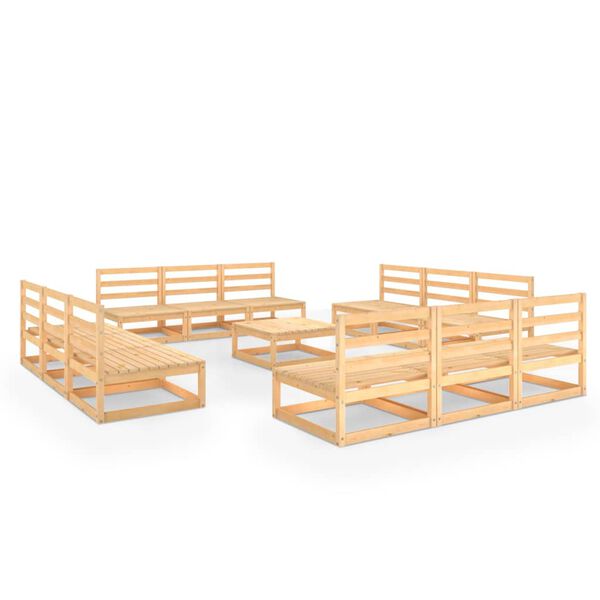 vidaXL Juego de muebles de jard&iacute;n 13 piezas madera maciza de pino