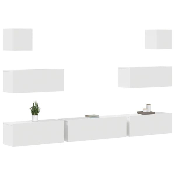 vidaXL Set de muebles para TV 7 piezas madera contrachapada blanco