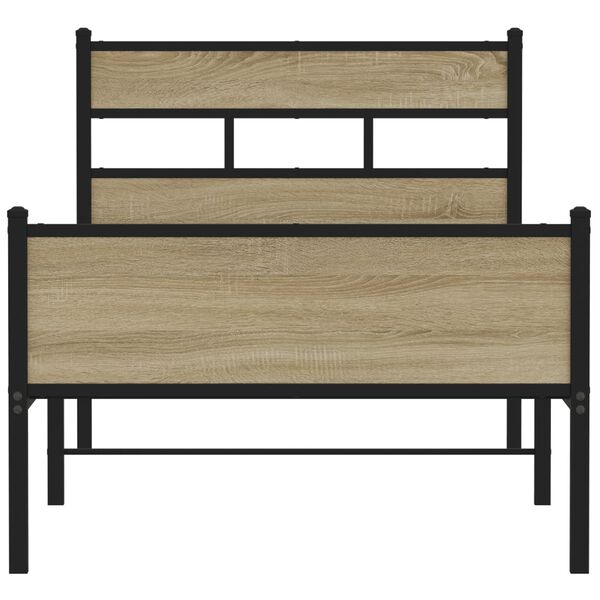 vidaXL Estructura de cama sin colch&oacute;n madera roble Sonoma 90x190 cm