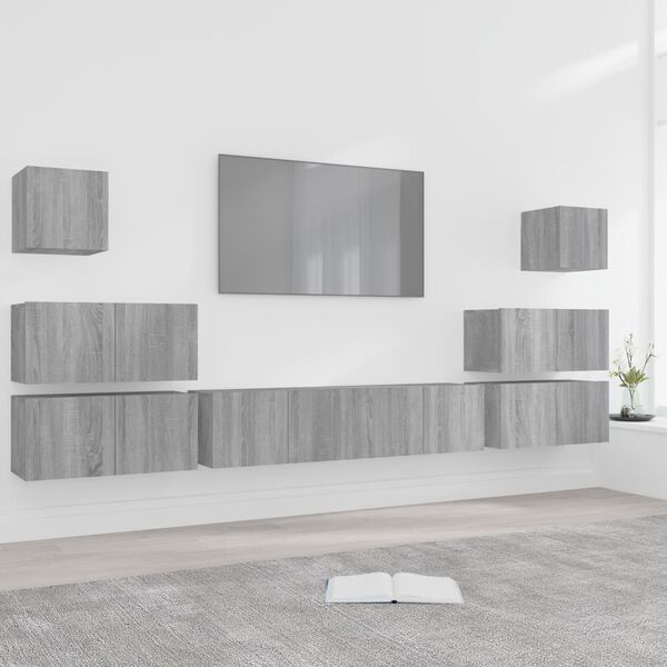vidaXL Set de muebles para TV 8 pzas madera contrachapada gris Sonoma