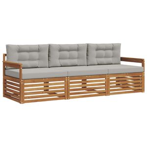 vidaXL Conjunto de sof&aacute;s de exterior 3 pcs Gris Natural y Claro