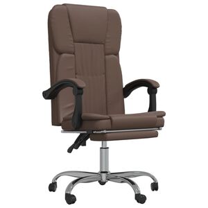 vidaXL Silla de oficina reclinable cuero sint&eacute;tico marr&oacute;n