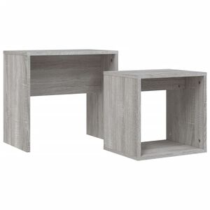 vidaXL Mesas de centro apilables 2 pzas madera ingenier&iacute;a gris Sonoma