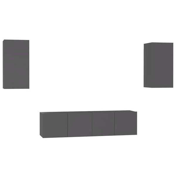 vidaXL Juego de mueble para TV de 4 piezas madera de ingenier&iacute;a gris