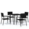 vidaXL Juego de comedor de jard&iacute;n 5 piezas negro