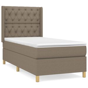vidaXL Cama box spring con colch&oacute;n tela gris taupe 80x200 cm