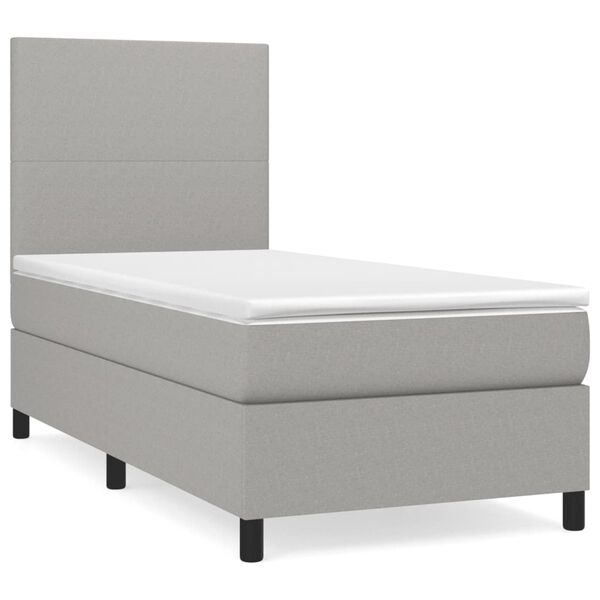 vidaXL Cama box spring con colch&oacute;n tela gris claro 90x190 cm