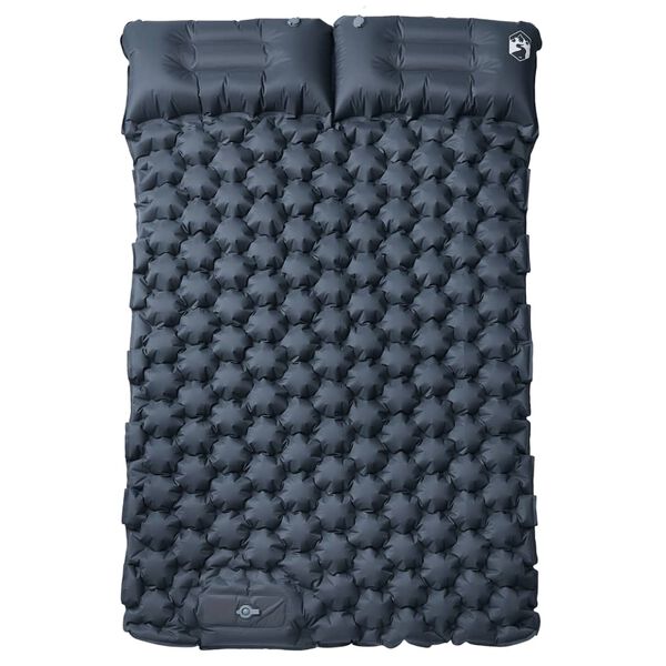 vidaXL Colch&oacute;n de camping autoinflable con almohadas 2 personas gris