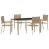 vidaXL Conjunto de Comedor de Jard&iacute;n 5 uds. Beige rat&aacute;n sint&eacute;tico