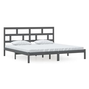 vidaXL Estructura de cama de madera maciza de pino gris 200x200 cm