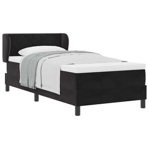 vidaXL Cama tipo Box Spring con colch&oacute;n Negro 90 x 200 cm Terciopelo