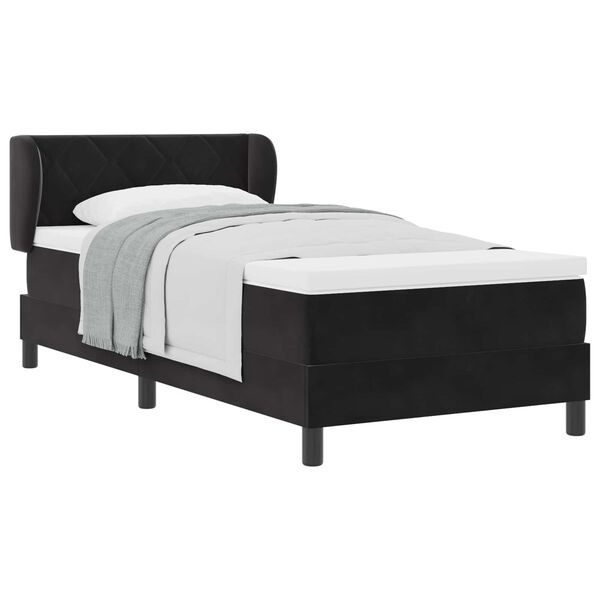vidaXL Cama tipo Box Spring con colch&oacute;n Negro 90 x 200 cm Terciopelo
