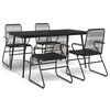 vidaXL Juego de comedor de jard&iacute;n 5 piezas rat&aacute;n PVC negro