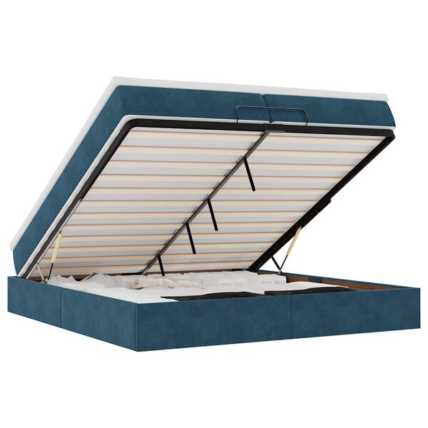 vidaXL Estructura de cama otomana colchones terciopelo azul oscuro