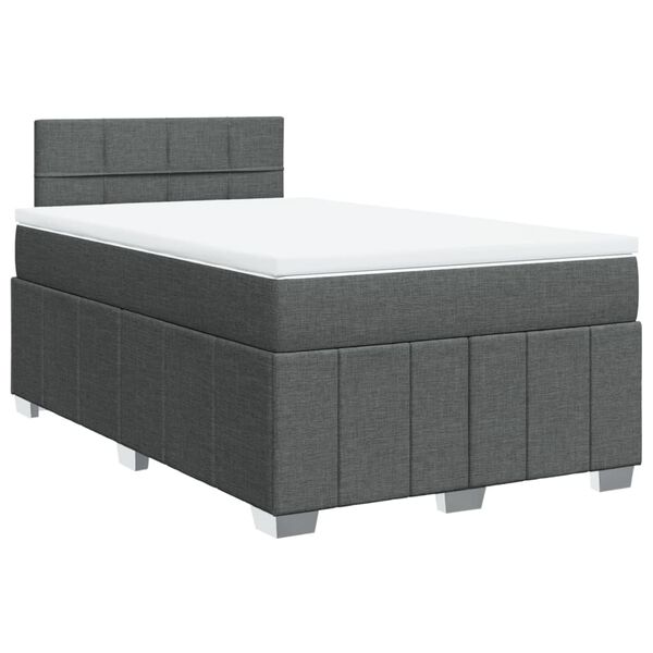 vidaXL Cama box spring con colch&oacute;n tela gris oscuro 120x200 cm
