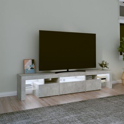vidaXL Mueble de TV con luces LED gris hormigón 200x36,5x40 cm