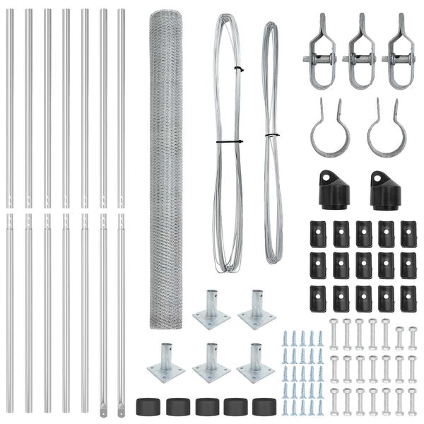 vidaXL Poste de Valla Plateado 10 x 1,5 m (malla de 25 mm) Acero