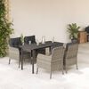 vidaXL Set comedor de jard&iacute;n 5 pzas cojines rat&aacute;n sint&eacute;tico gris claro