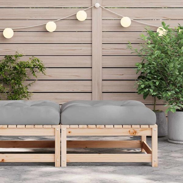 vidaXL Taburete de jardín con cojín madera maciza de pino