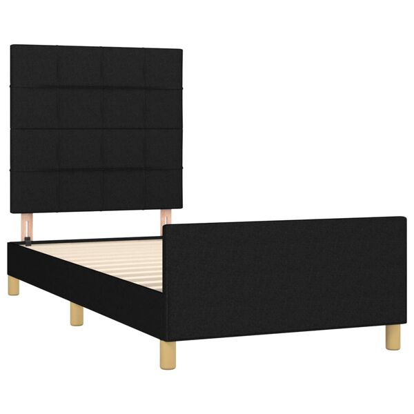 vidaXL Estructura de cama sin colch&oacute;n tela negro 90x190 cm