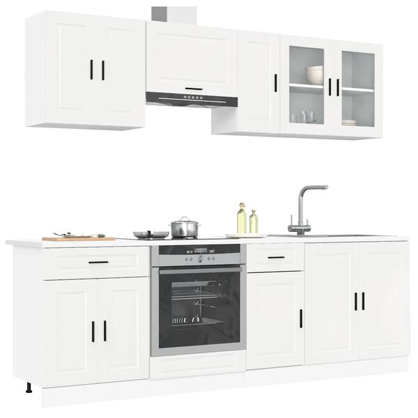 vidaXL Mueble cocina Kalmar blanco de alto brillo 8 pzas